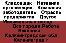 Кладовщик › Название организации ­ Компания-работодатель › Отрасль предприятия ­ Другое › Минимальный оклад ­ 27 000 - Все города Работа » Вакансии   . Калининградская обл.,Калининград г.